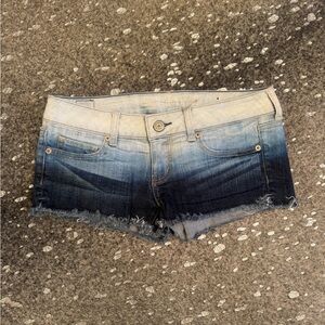 American Eagle Outfitters Ombre Frayed Denim Cutoff Shorts - Blue